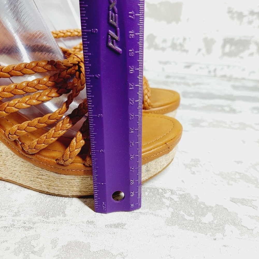 NEW Zodiac Women's Shana Brown Leather Espadrille Wedge Sandals B215 - Picture 8 of 12